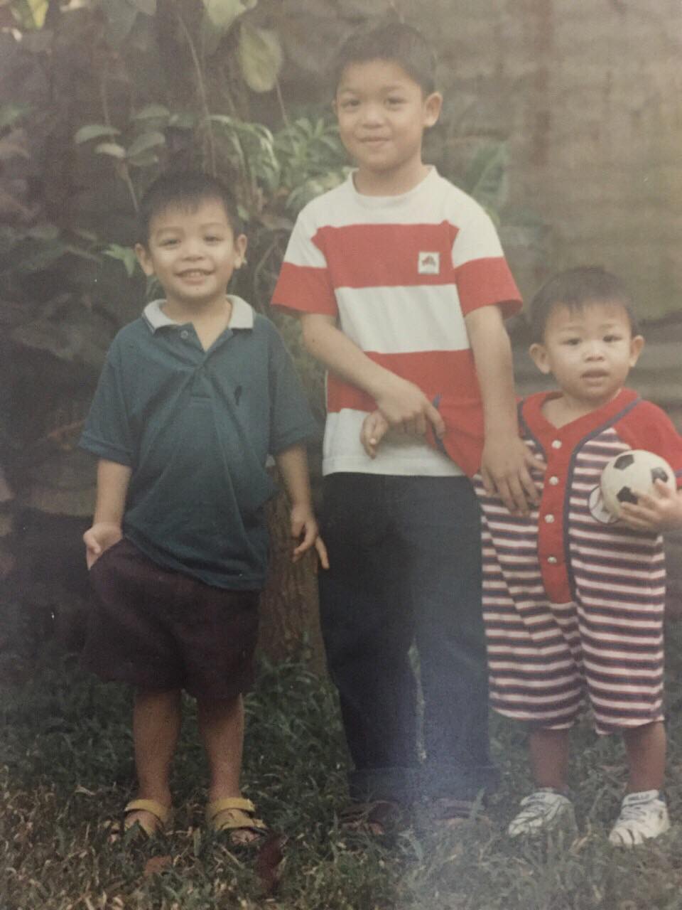 FOOTBALL FAMILY. It has always been football over gadgets for Clarino brothers (from left) Gino, Ojay, and Ian. Photo contributed by Ginnie Clarino 