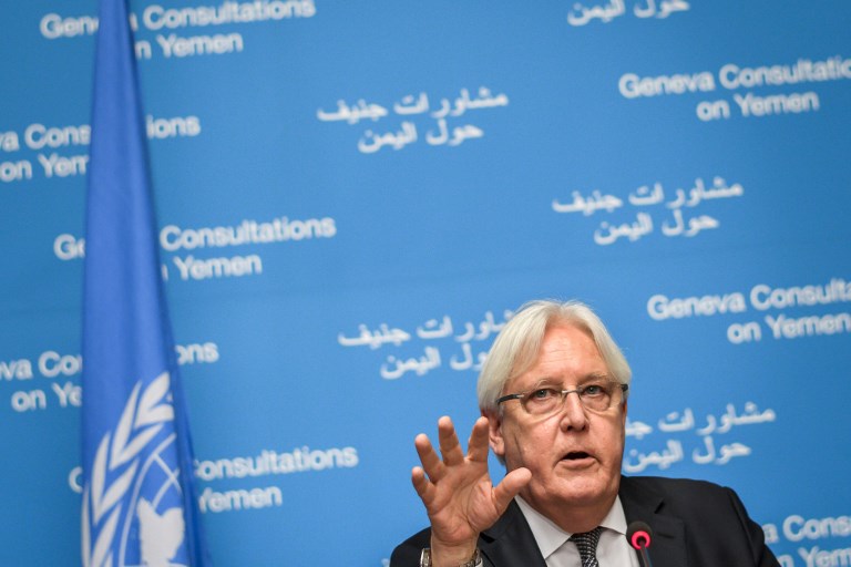 NEW TALKS. In this file photo, United Nations special envoy for Yemen Martin Griffiths gives a press conference on September 5, 2018, ahead of peace talks with the government and Huthi rebels in Geneva. File photo by Fabrice Coffrini/AFP 
