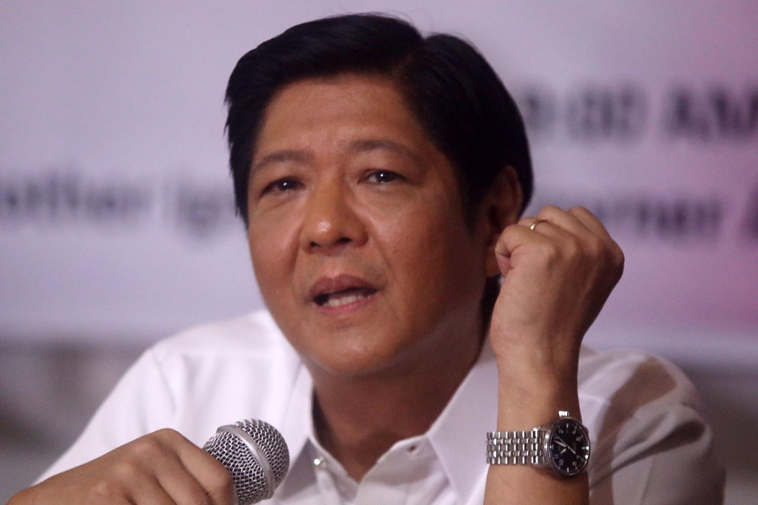 'MARTIAL LAW IS OVER.' Ex-senator Bongbong Marcos speaks during a media forum in Quezon City on August 24, 2018. Photo by Darren Langit/Rappler 