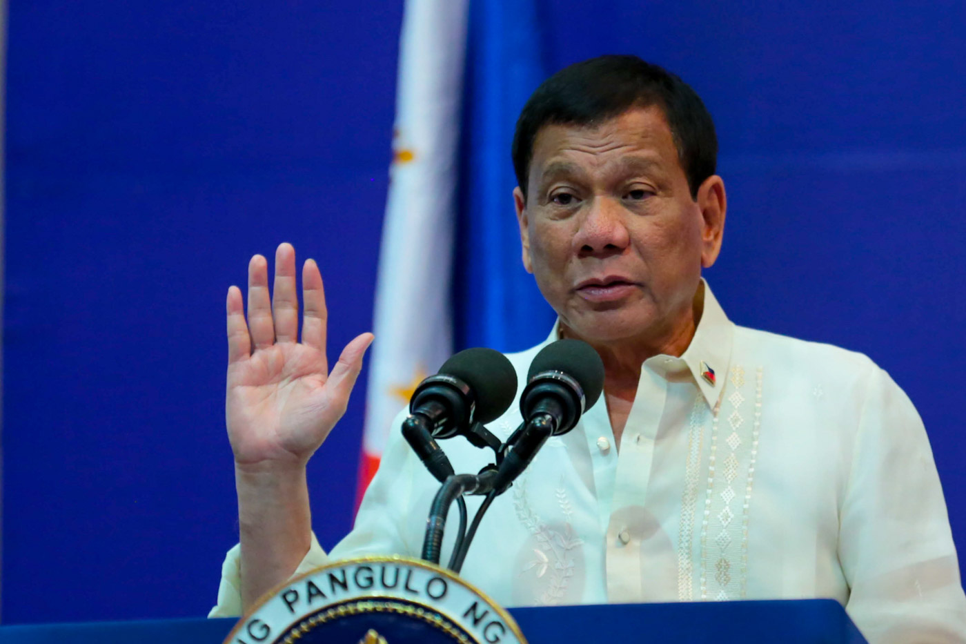 NO HONORARY DEGREE. President Rodrigo  Duterte says no to an honorary degree from the University of the Philippines. Malacañang photo 