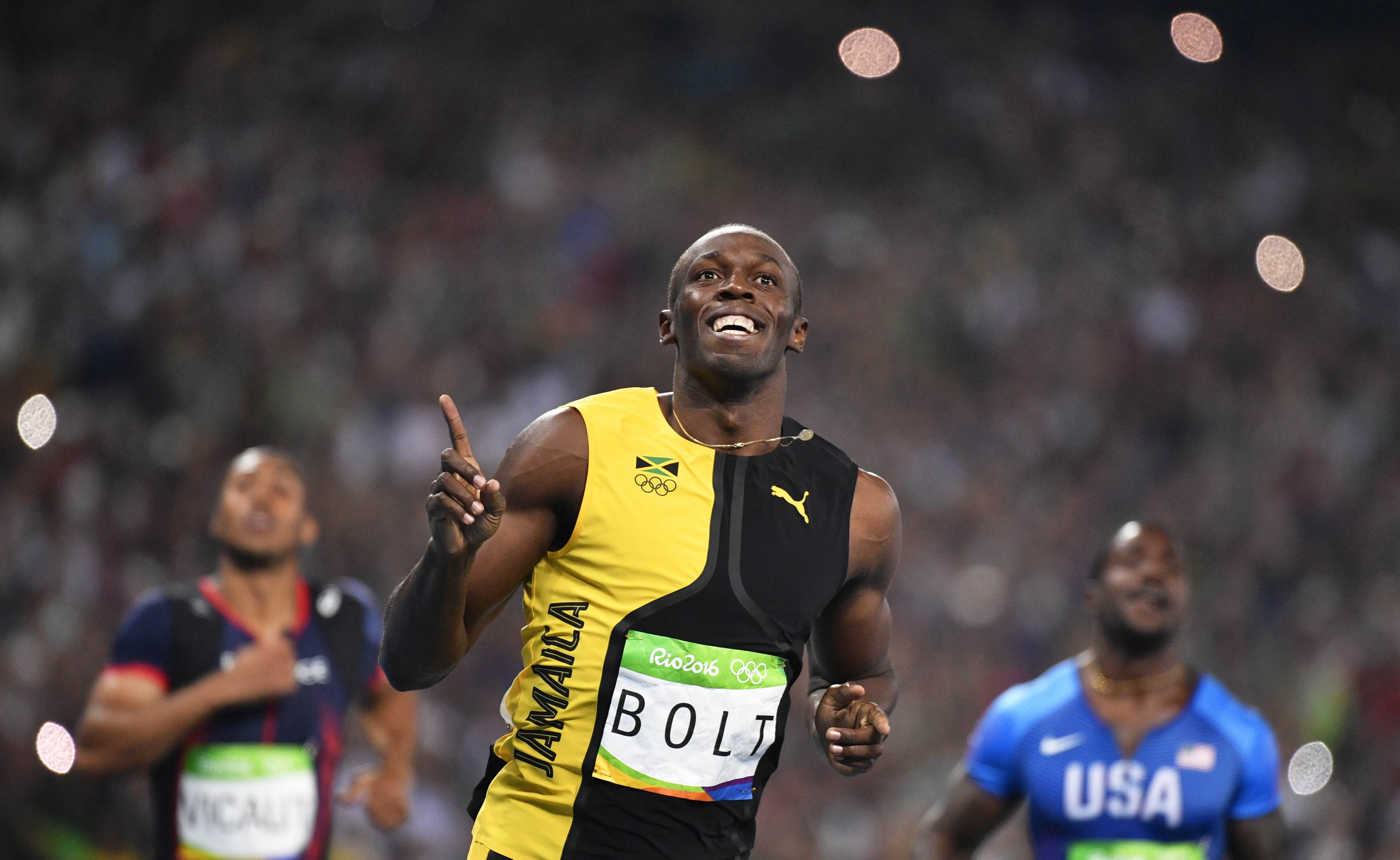 GREATEST. Usain Bolt celebrates after winning the men's 100m final of the 2016 Rio Olympics. File photo by Franck Robichon/EPA
 