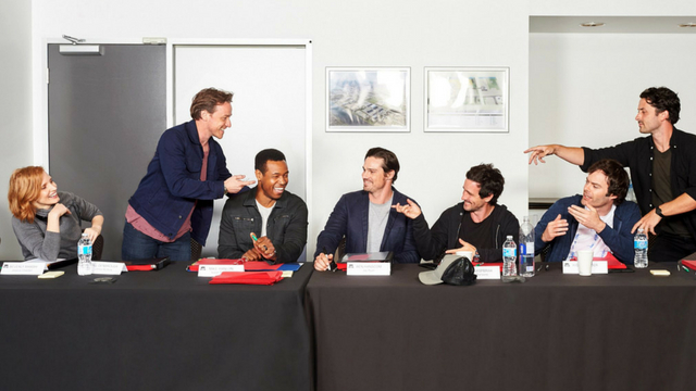 BACK TO DERRY. Jessica Chastain, James McAvoy, Isaiah Mustafa, Jay Ryan, James Ransone, Bill Hader, and Andy Bean play the grown up Losers' Club who return to their hometown to face off with Pennywise again. Photo from Twitter.com/ITmovieofficial 