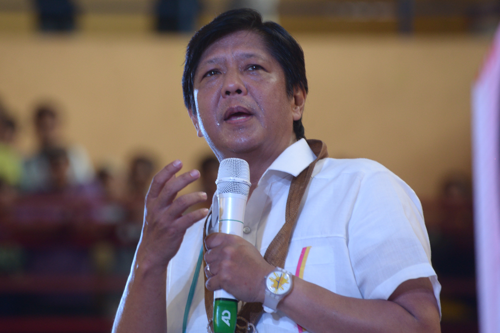 CAMPAIGNING. Vice Presidential candidate Ferdinand 'Bongbong' Marcos during his election campaign in Davao City. File photo by Jasmin Dulay/Rappler  