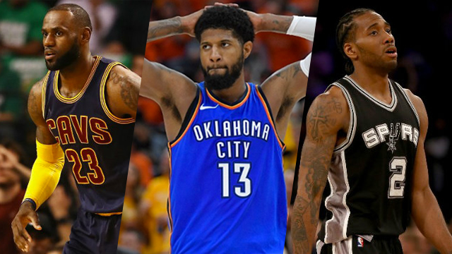 DREAM CAST. Getting LeBron James, Paul George and Kawhi Leonard is a scenario that Lakers fans have dreamed about. Photos by AFP 