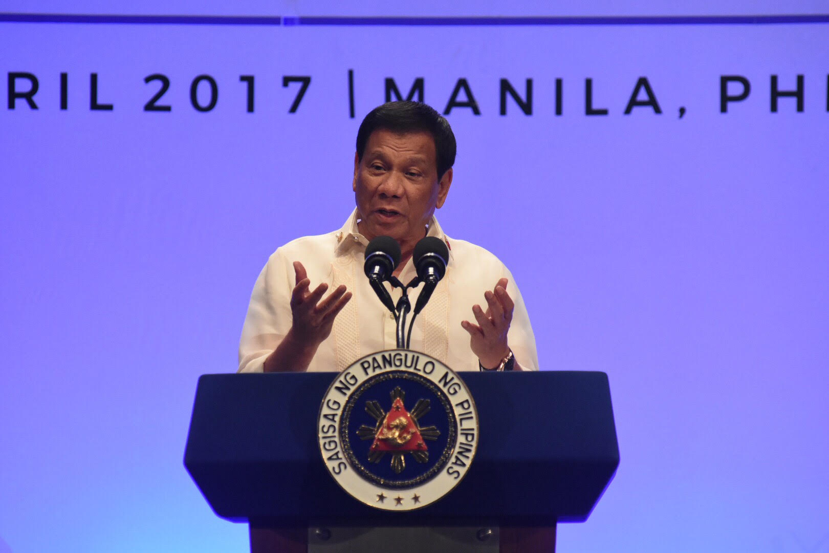 DUTERTE ON NORTH KOREA. President Duterte holds a press conference at the end of the 30th ASEAN Summit and Related Meetings. Photo by Angie de Silva/Rappler 