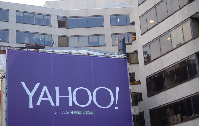 A billboard for the technology company Yahoo is seen August 5, 2015 in Washington, DC. Karen Bleier/AFP 