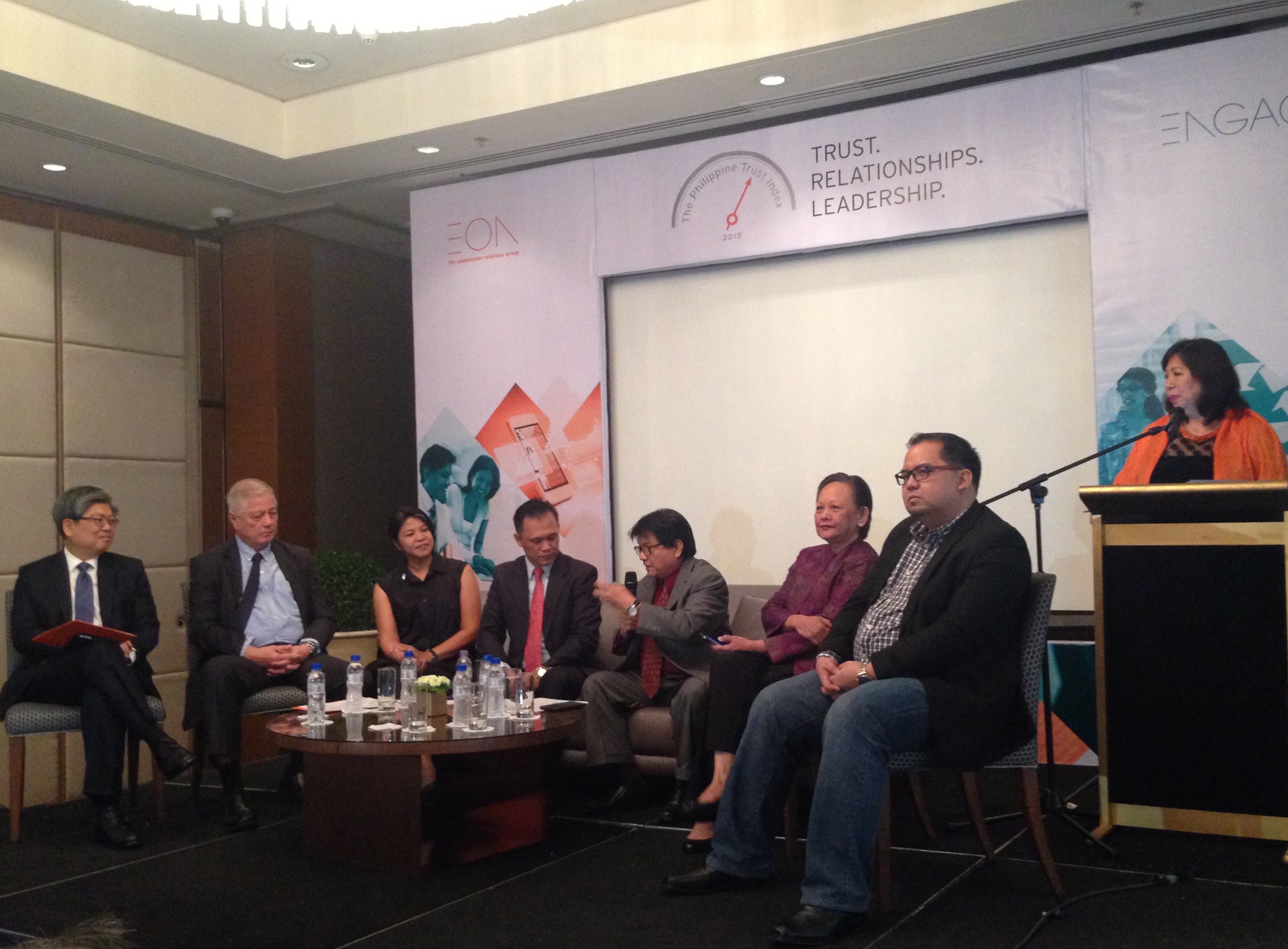 TRUST WAS LOST. 'Our mission now is to turnaround the loss of our trust in our institution. We need a transformation,' aspiring senator and former DILG Secretary Rafael Alunan III says (seated, second from left). Photo by Chrisee Dela Paz/Rappler