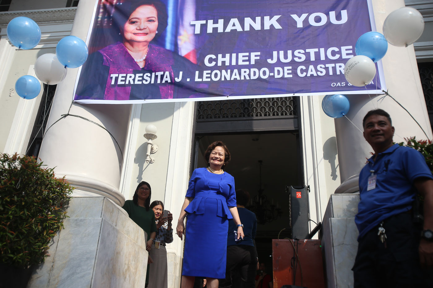 FAREWELL. Chief Justice Teresita Leonardo de Castro in her final flag raising ceremony at the Supreme Court on October 8, 2018. Photo by Ben Nabong/Rappler  