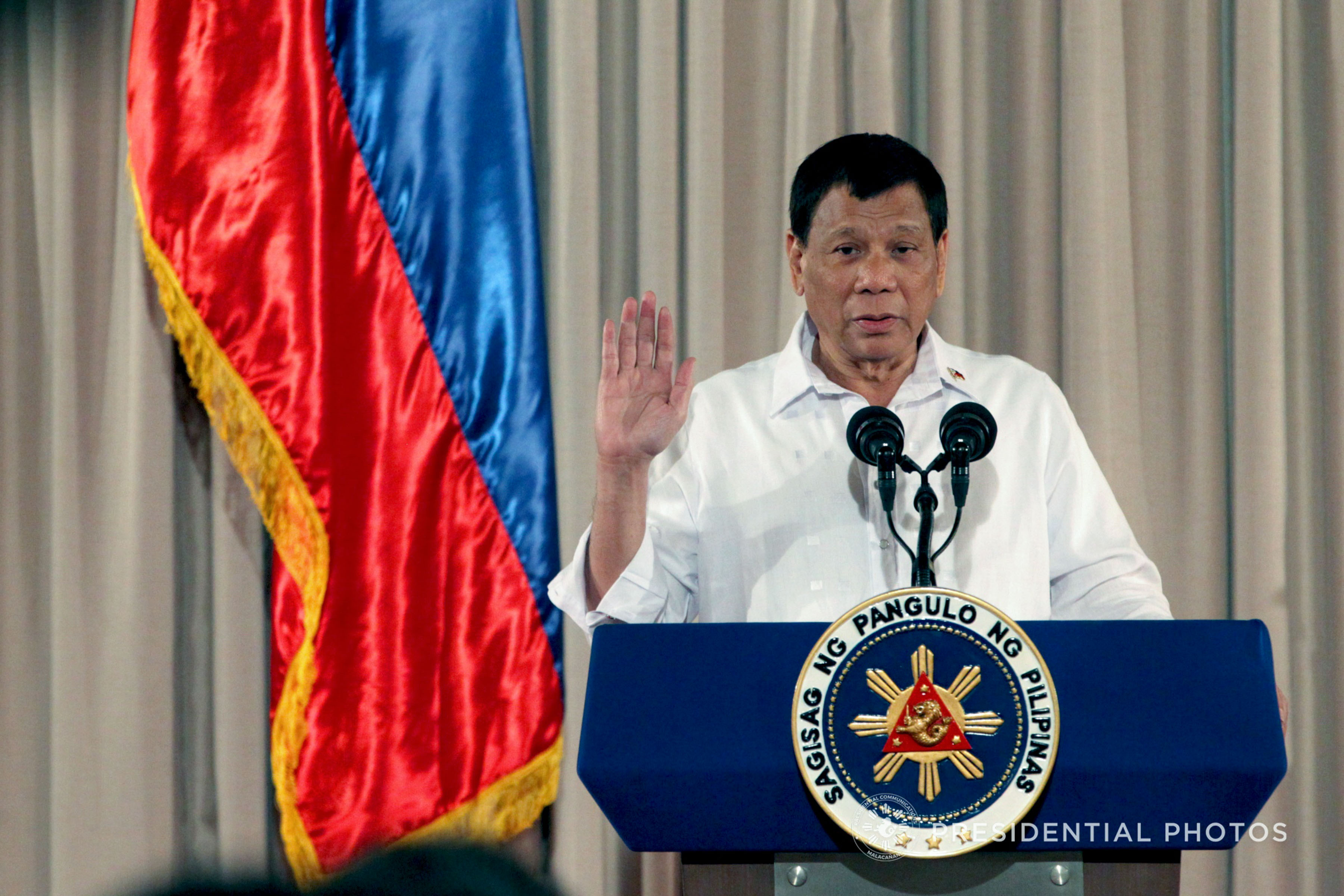 NOT A TARGET. President Rodrigo Duterte says China's military buildup in the West Philippine Sea targets the United States and not the Philippines. Malacañang file photo  