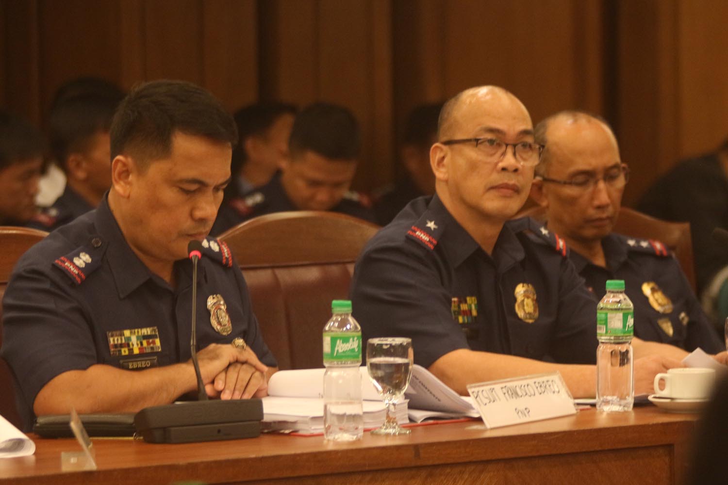 HOUSE PROBE. (Left to right) Police Superintendents Francisco Ebreo and Eliseo Rasco, and Police Superintendent Benjamin Magalong attend a House inquiry on November 16, 2016. Photo by Joel Liporada/Rappler  