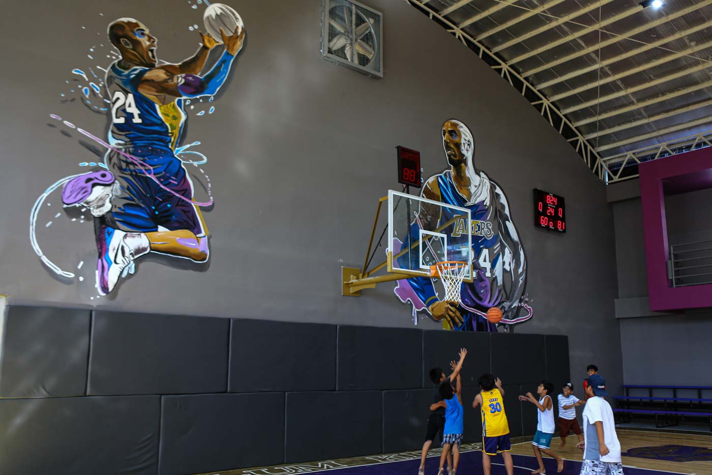 Striking mural on Filipino basketball court honors Kobe Bryant and