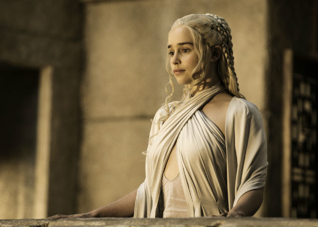 Emilia Clarke as Daenerys Targaryen.  