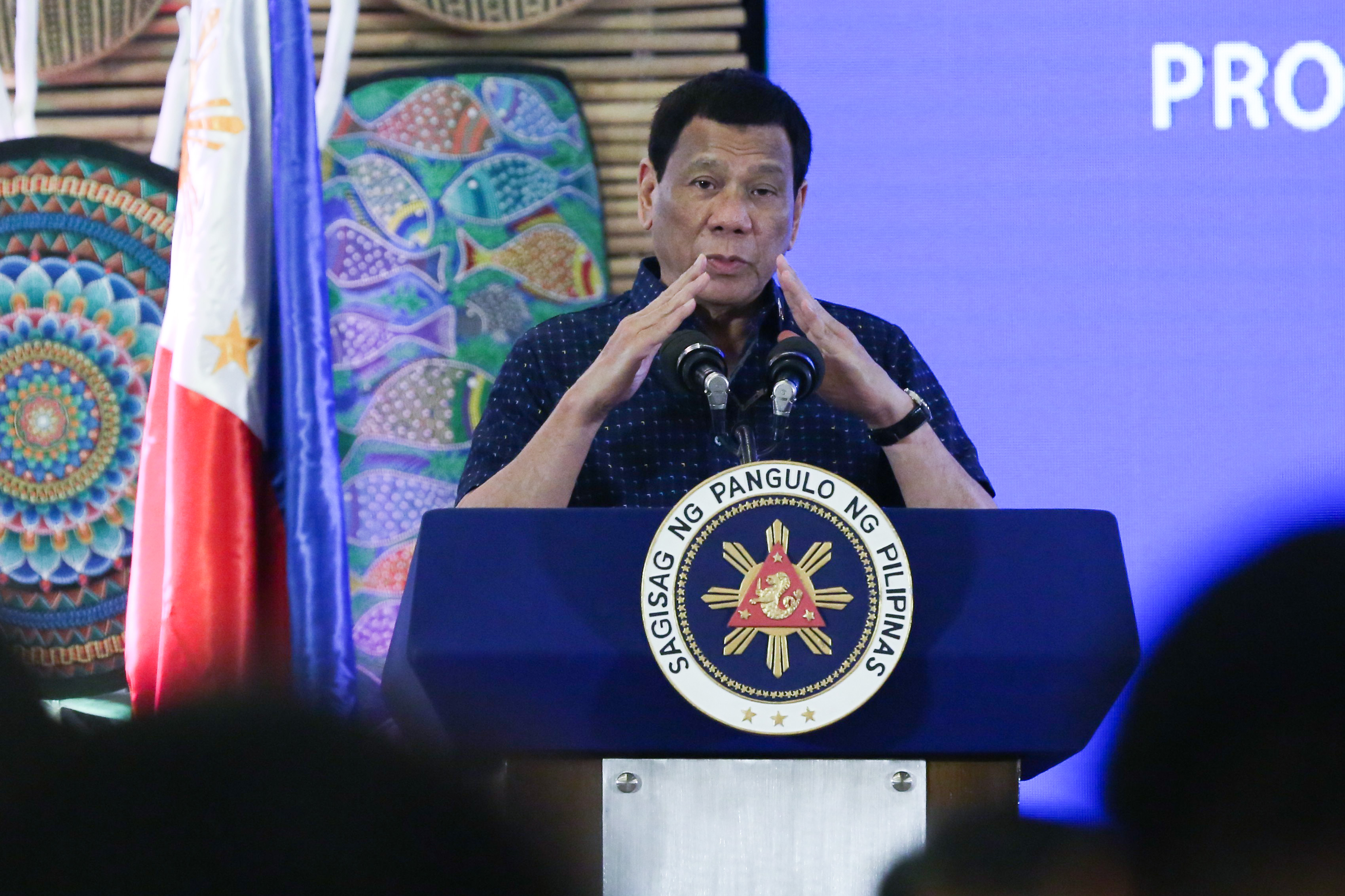 SATISFACTION RATING. President Rodrigo Duterte delivers his speech during the 31st Annual Convention of the Prosecutor's League of the Philippines at the Asturias Hotel in Puerto Princesa City, Palawan on April 4, 2019. File photo by Toto Lozano/Presidential Photo   