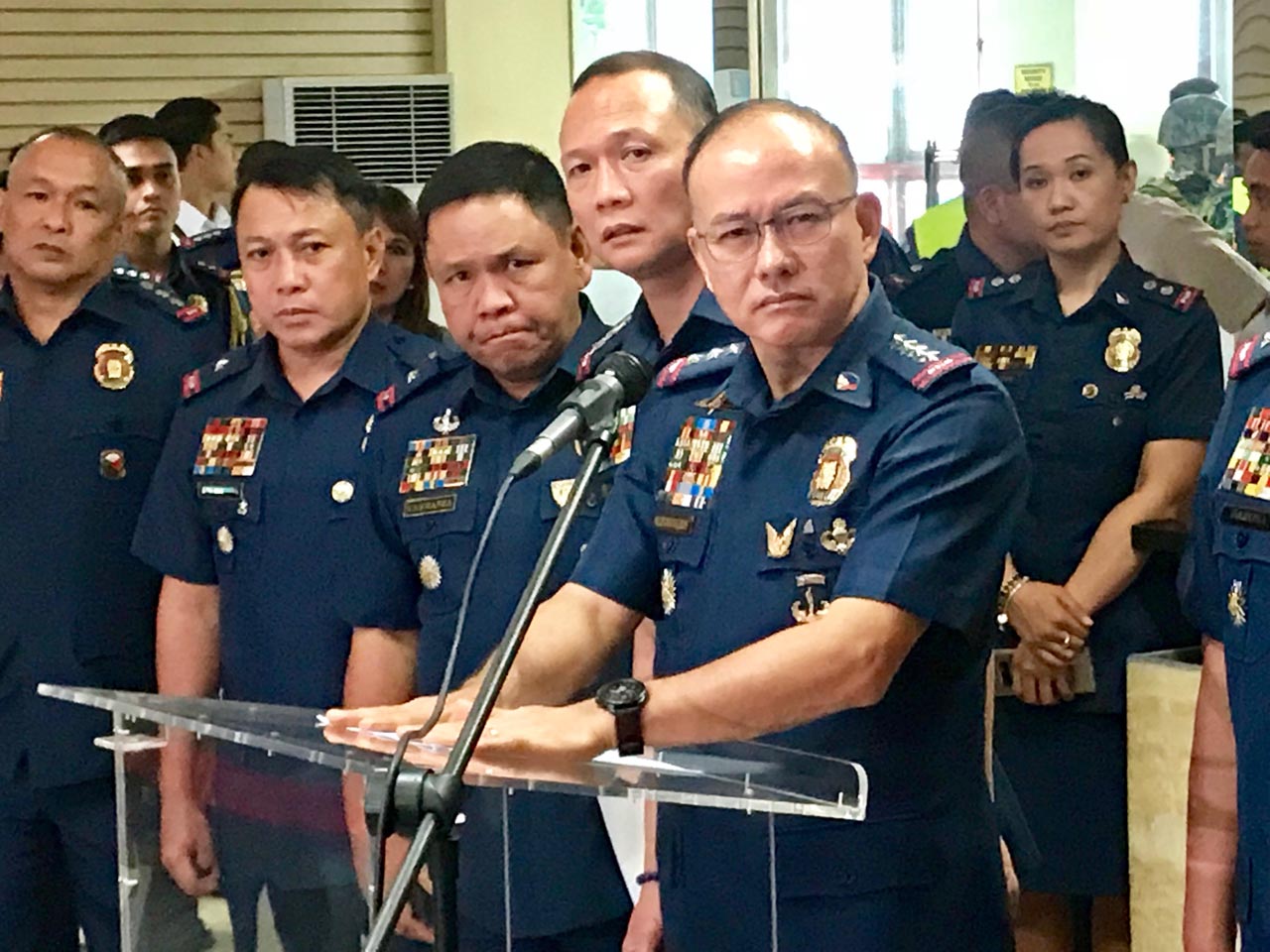 PNP CHIEF. Director General Oscar Albayalde speaks in a press conference in Camp Crame. Photo by Rambo Talabong/Rappler 
