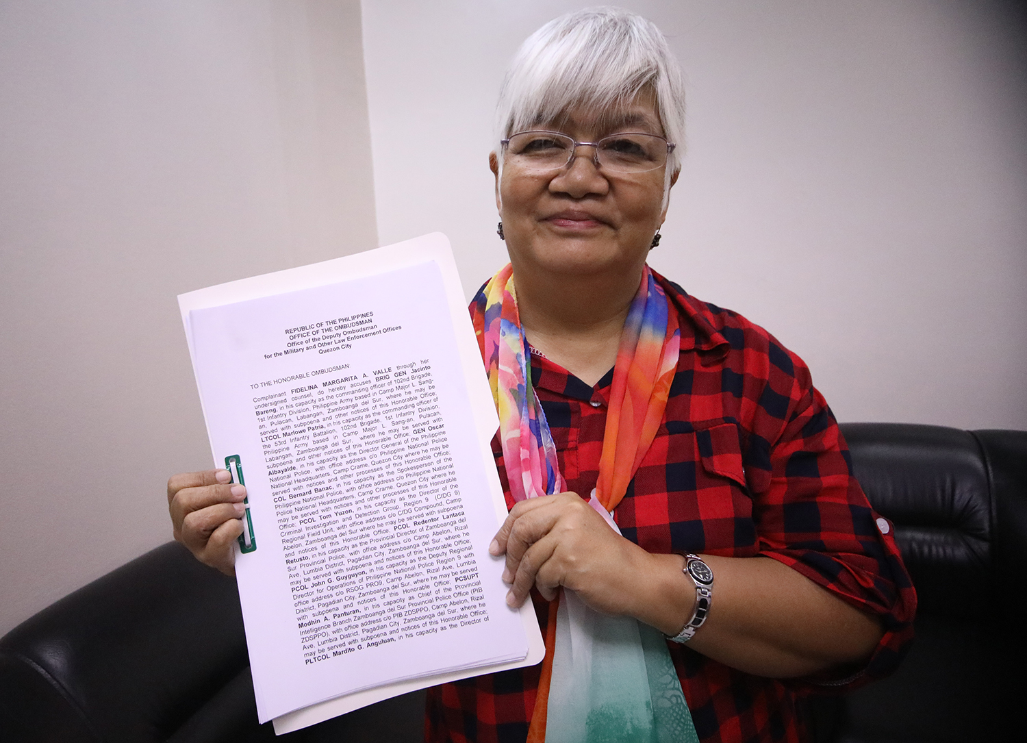 COUNTER-CHARGE. Journalist Margarita Valle files counter charges against police and military officers before the Office of the Ombudsman on July 4, 2019, over her 'mistaken identity' arrest the previous month. Photo by Darren Langit/Rappler 
