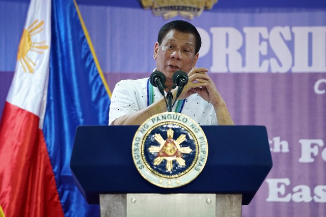 President Rodrigo Roa Duterte during a speech at the 11th Founding Anniversary celebration of the Eastern Mindanao Command (EastMinCom) at the Naval Station Felix Apolinario in Panacan, Davao City on September 1, 2017. Presidential Photo. 