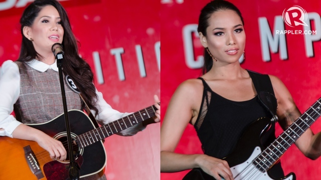 TALENT IN MUSIC. Thoreen Halvorsen and Elizabeth Clenci playing the guitar during their turn at the talent competition. Photo by Rob Reyes/Rappler 