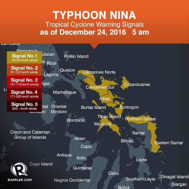 Nina intensifies into a typhoon