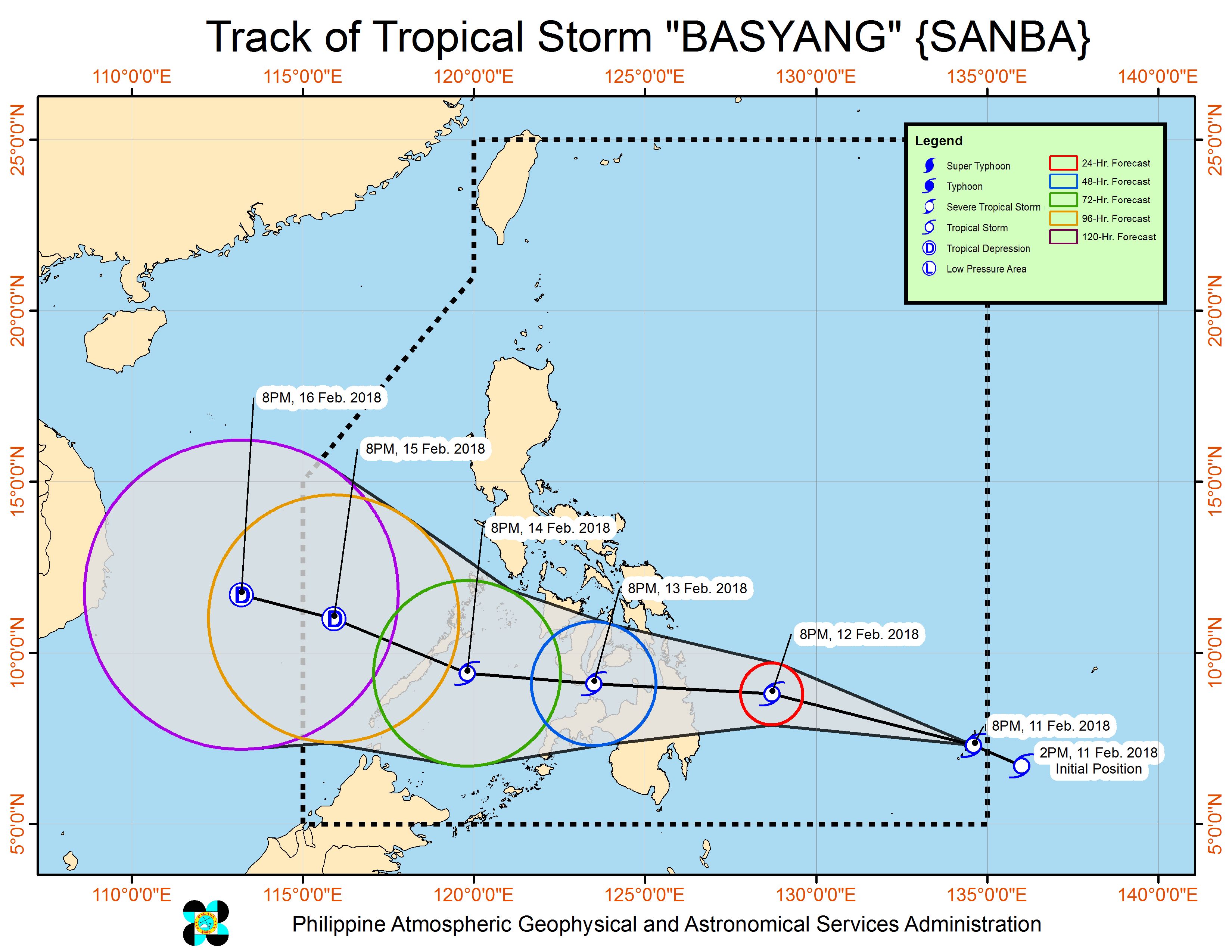 Signal no. 1 in 11 areas due to Tropical Storm Basyang