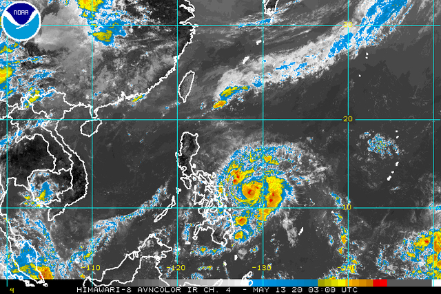 Satellite image of Tropical Storm Ambo (Vongfong) as of May 13, 2020 at 11 a.m. NOAA's picture 