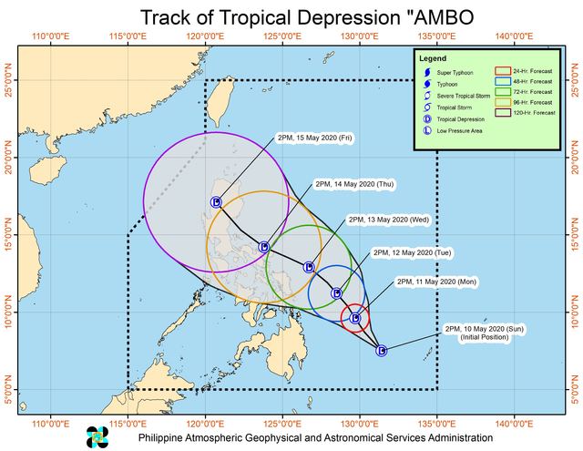 Tracking the forecast for tropical depression in Ambo from May 10, 2020 at 5 p.m. PAGASA's picture 