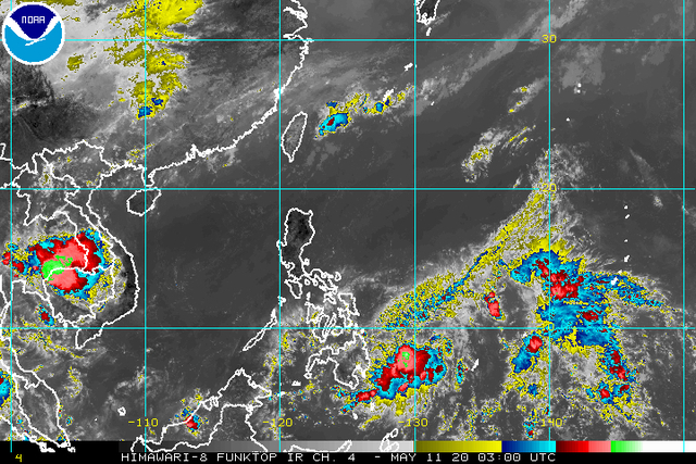 Satellite image of Tropical Depression Ambo as of May 11, 2020, 11 am. Image from NOAA 