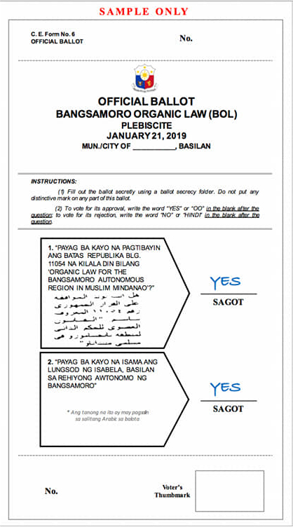 LOOK: Questions, voting instructions for Bangsamoro plebiscite