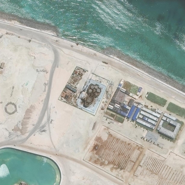 DISPUTED. This 2016 file photo shows a portion of the disputed Mischief Reef in the South China Sea where there are Chinese facilities. 
