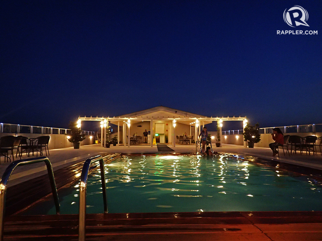 NIGHTLIGHTS. Pools as beautiful as this can make for a romantic swim. This photo was taken from the roof deck of Microtel in Quezon City. 