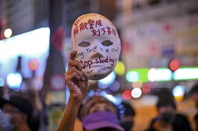 Police Fire Tear Gas As Large Crowds Defy Hong Kong Mask Ban