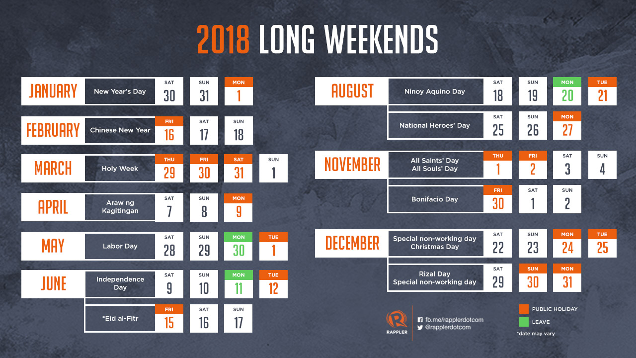 Plan your 13 long weekends in 2018