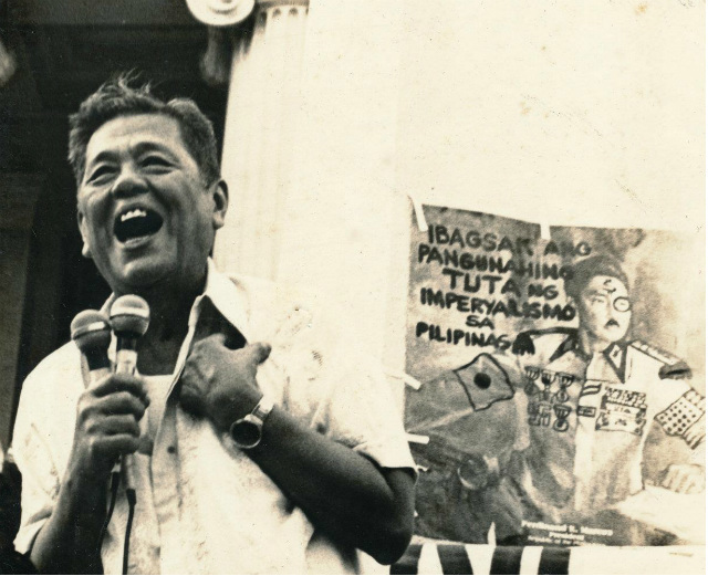 HUMAN RIGHTS DEFENDER. Statesman Jose 'Ka Pepe' Diokno during one of the anti-Martial Law demonstrations. Photo from Diokno Foundation 