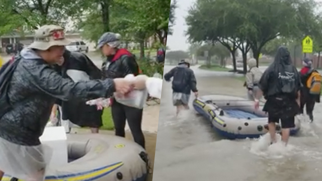 BAYANIHAN SPIRIT. Members of the Houston Pinoy Gun Club help deliver supplies to hospitals and hurricane victims. Screenshots from Paul Vizcarra Osorio's video 
