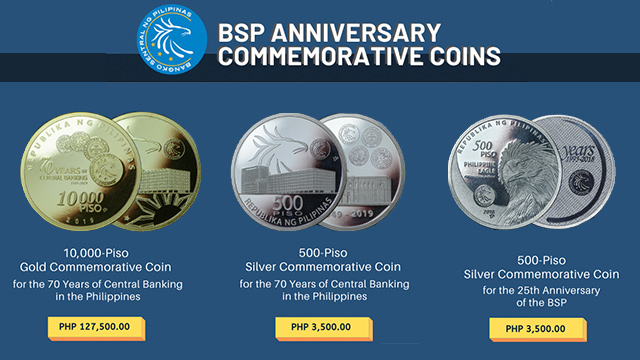 Bangko Sentral to sell P10,000, P500 commemorative coins