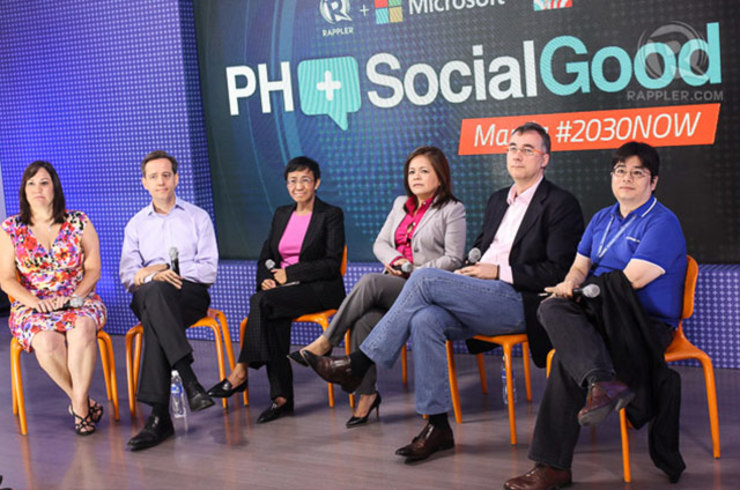 MENTORS. (From left) Global Center for Journalism and Democracy executive director Kelli Arena, former Reuters COO Stuart Kale, Rappler CEO Maria Ressa, ABS-CBN Senior VP for integrated news and current affairs Ging Reyes, IndieVoices founder and North Base Media co-founder Sasa Vucinic, and Inquirer director for mobile JV Rufino. Manman Dejeto/Rappler
