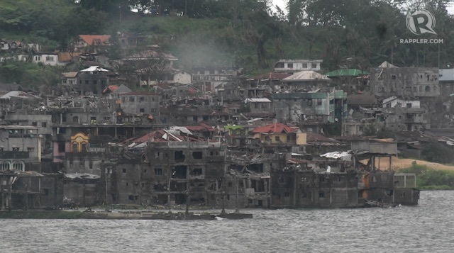 RUINS. Buildings are left hollowed and holed in Marawi. Rappler file photo 