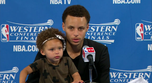 WATCH: Steph Curry's daughter takes over press conference