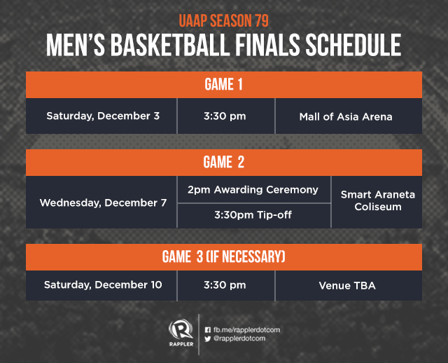 SCHEDULE: Ateneo-La Salle UAAP Finals