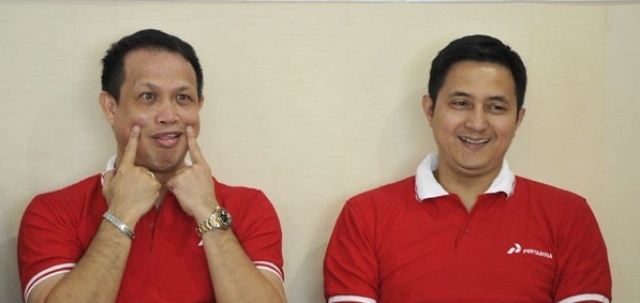 PASANGAN GANDA BULU TANGKIS. Ricky dan Rexy menjalani karir yang berbeda usai tak lagi menjadi atlet. Foto oleh Andika Wahyu/ANTARA 