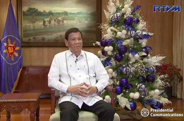 CHRISTMAS MESSAGE. President Rodrigo Duterte tells Filipinos to remember lessons from Jesus' birth during Christmas. MalacaÃ±ang file photo 