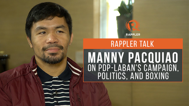 Rappler Talk: Manny Pacquiao on PDP-Laban's campaign ...