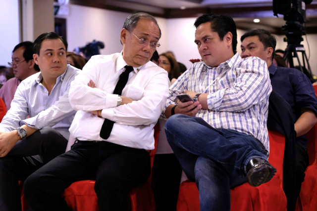 COMMUNICATIONS TEAM. Presidential Spokesman Ernesto Abella (2nd from right) has been given content and messaging after repeated blunders by Communications Secretary Martin Andanar (1st from right). Photo by Ace Morandante/Presidential Photo 