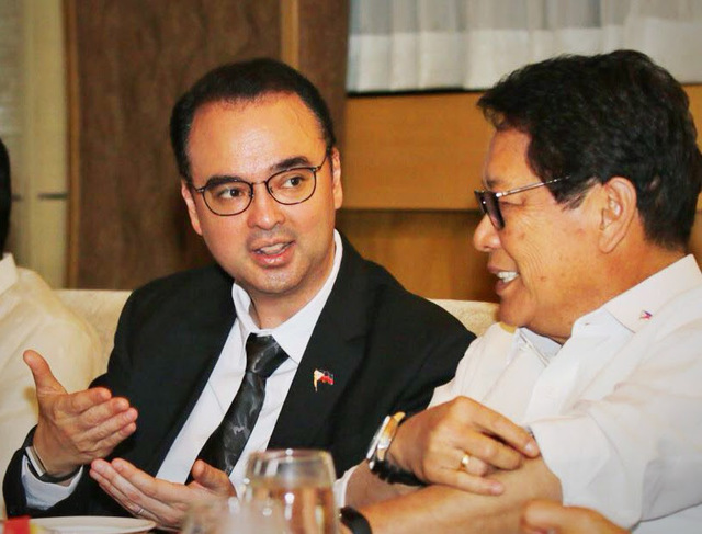 OFW WELFARE. Foreign Secretary Alan Peter Cayetano discusses with Labor Secretary Silvestre Bello III the forthcoming talks with Kuwait on the draft agreement on the recruitment, deployment, and protection of household service workers that will take place in Manila this week. Photo from DFA 