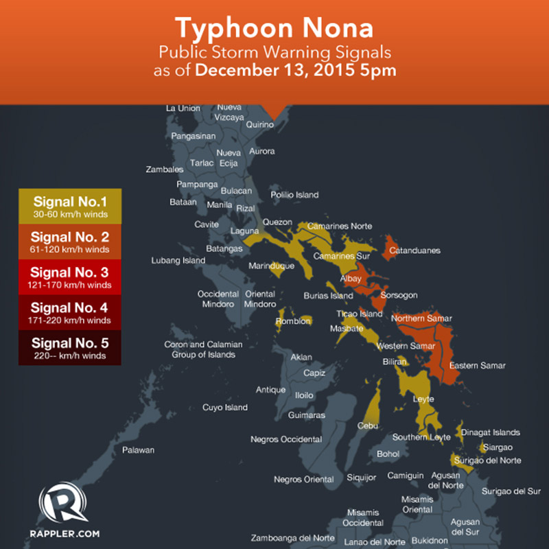 Nona now a typhoon; 7 areas under signal number 2