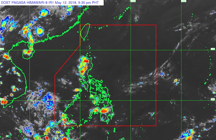 Isolated rain across Philippines on May 13