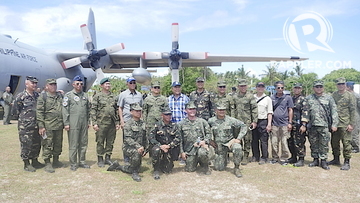TOP BRASS. Defense Secretary Delfin Lorenzana and the top officers of the Philippine military visit Pag-asa Island on April 21, 2017. Rappler photo  