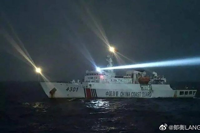 STRESS IN THE SEA. Chinese Coast Guard vessel 4301 was involved in the sinking of a Vietnamese fishing vessel. Weibo photo  