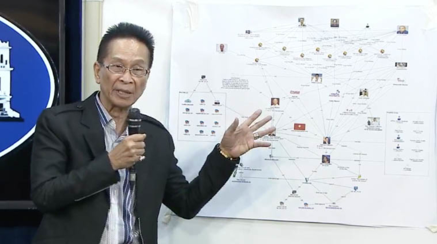 EXPLAINING THE 'PLOT.' Presidential Spokesman Panelo presents a second bath of 'matrices' supposedly showing a plot to discredit the Duterte government. RTVM screenshot