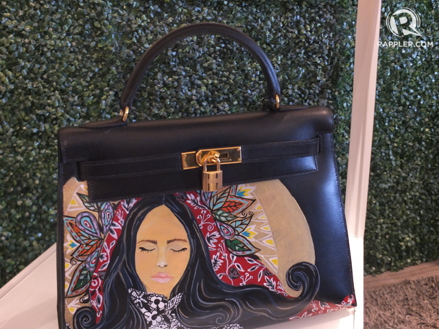 heart evangelista painted hermes bag