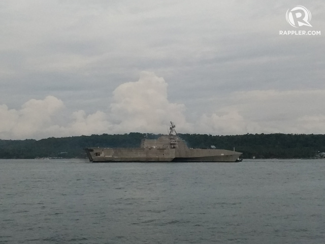 DAVAO VISIT. The USS Montgomery, an Independence-class littoral combat ship of the United States Navy, arrives in Davao City afternoon of June 29 for a visit. Rappler photo 